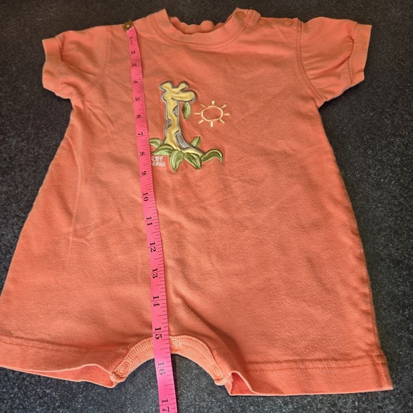 Vtg OshKosh Baby B'Gosg Orange Knit Romper Boys 6/9 Months Jungle Embroidered‎ - Picture 8 of 8